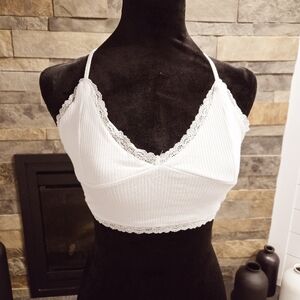 Garage G Edition White Lace up V neck tank NWT